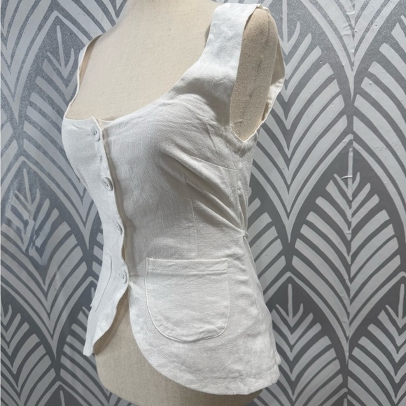 NWOT Princess Polly Spirito Cream Button-Front Tank Top - Picture 7 of 9